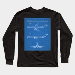 Boeing 777 Airliner Patent - 777 Airplane Art - Blueprint Long Sleeve T-Shirt